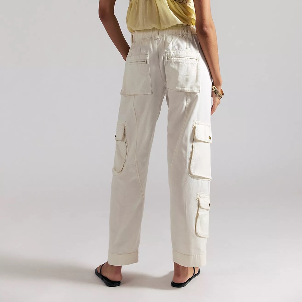 Free People Tahiti Cargo Pants Women’s S Ivory Ankle Length Boho Utility-Style - Picture 5 of 13